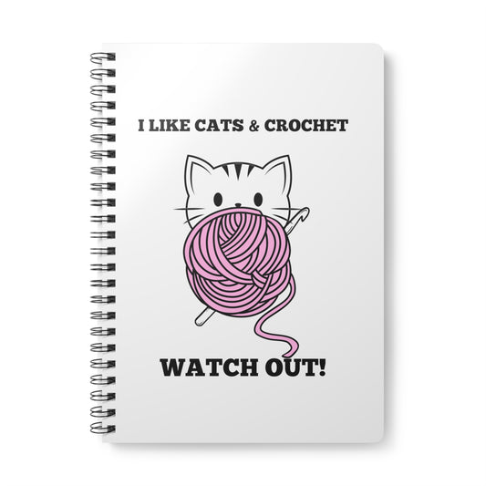 Notebook Cute Cat and Yarn-Wirobound Softcover Notebook, A5 Add to Your Craft Bag & Take Notes Of Patterns