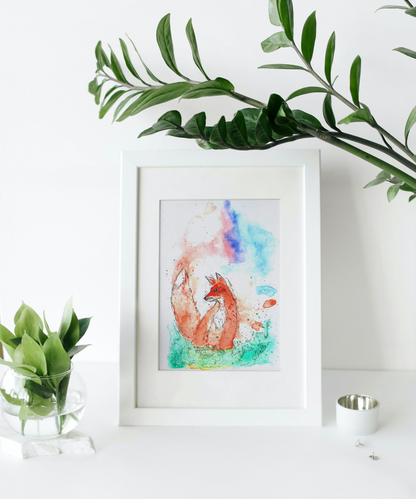 Fox Wall Watercolour Art