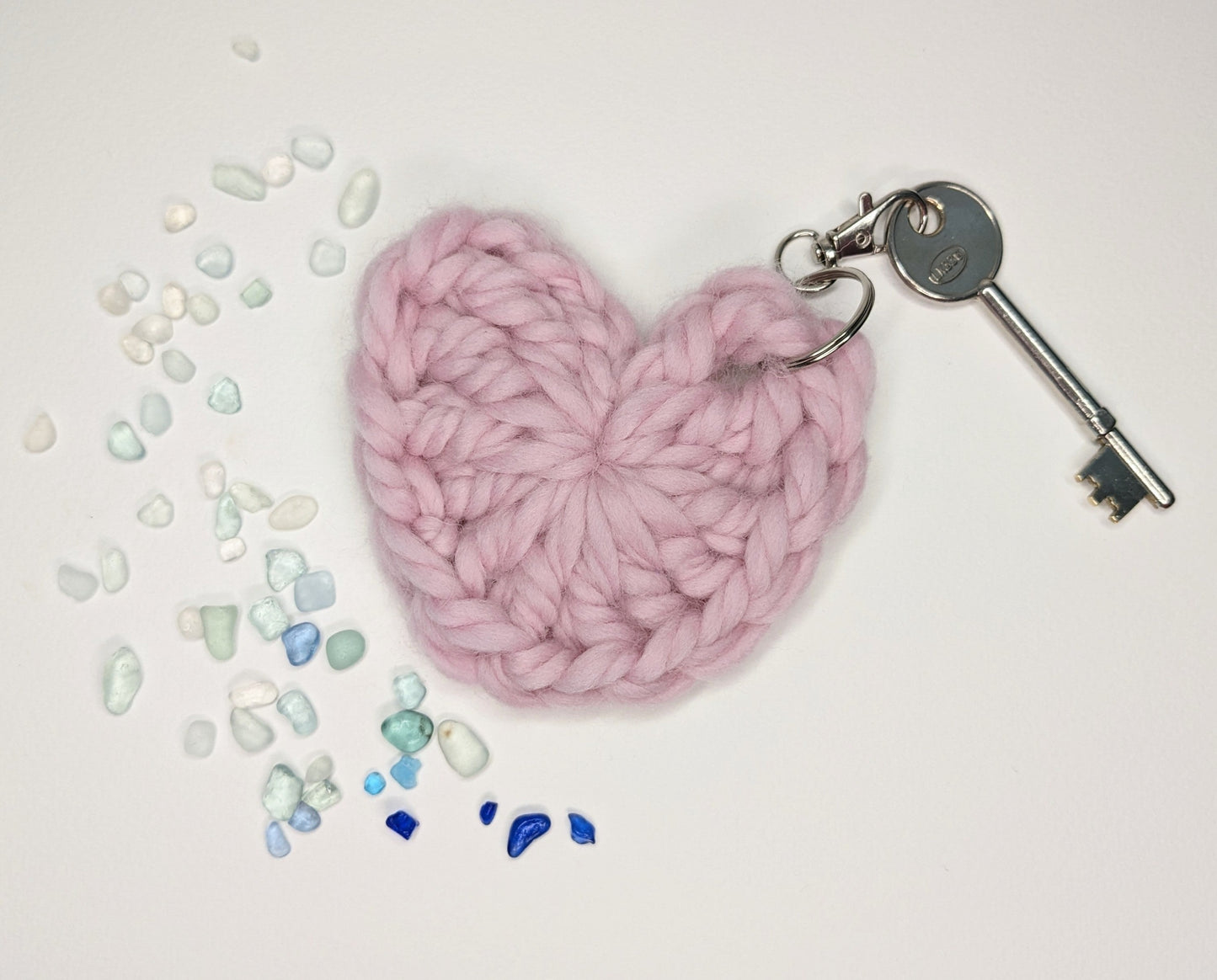 Pink Love Heart Keyring