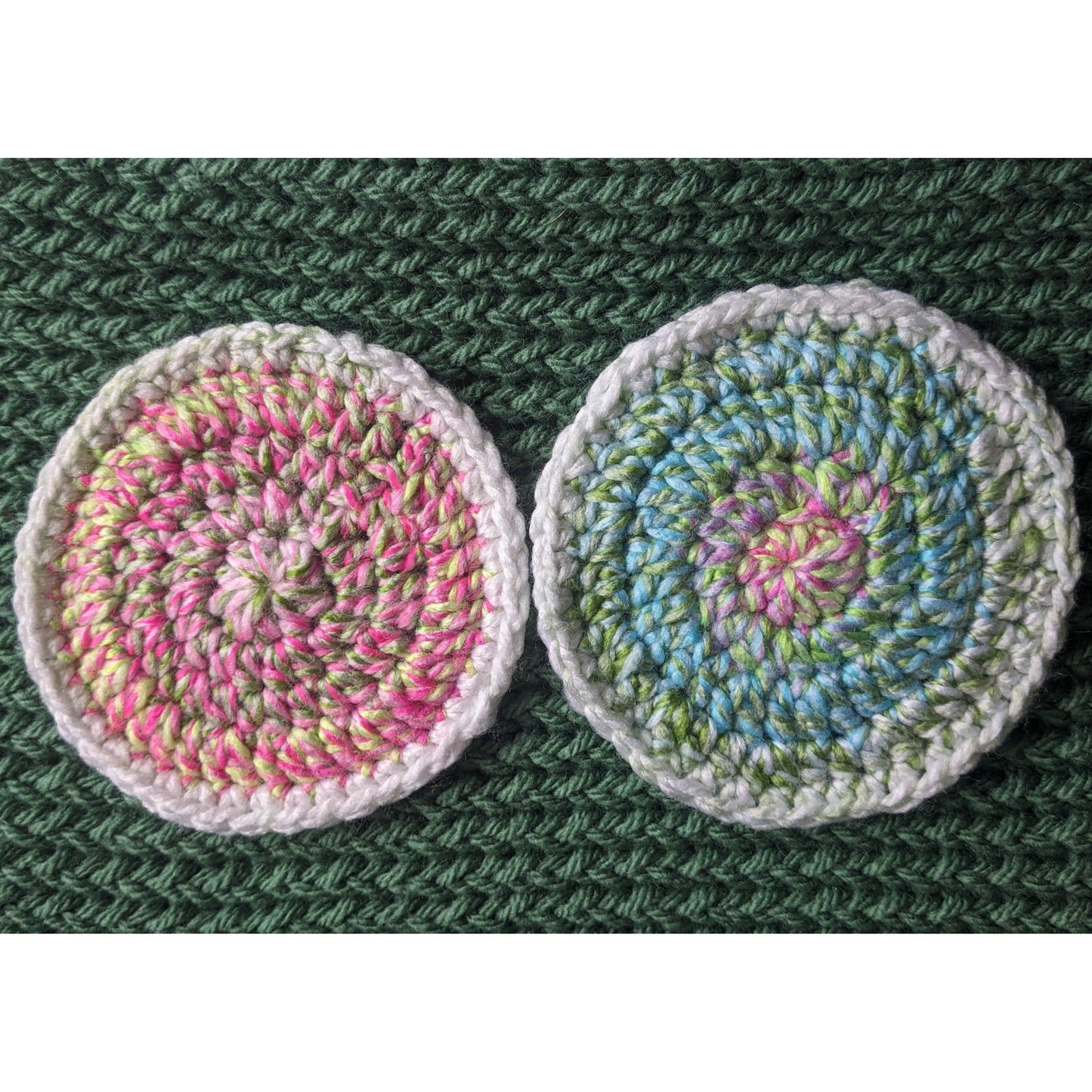 Crochet Coasters- Set of 2 changes colour throughout pattern