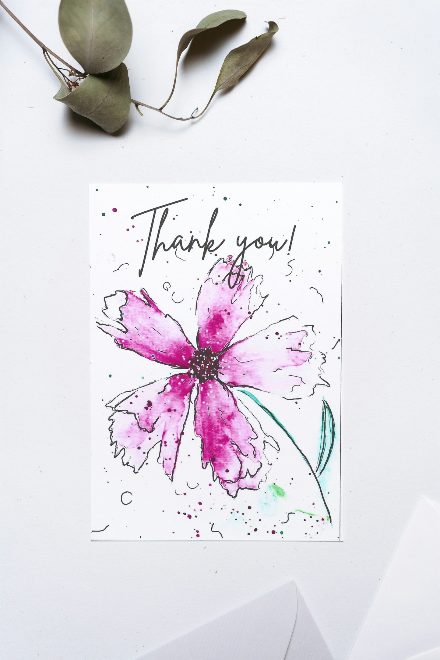 Pink Petal Thank you Card