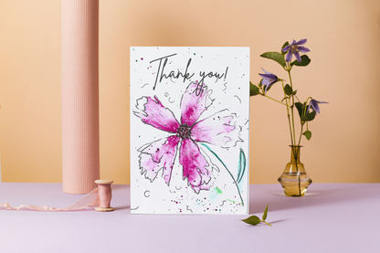 Pink Petal Thank you Card