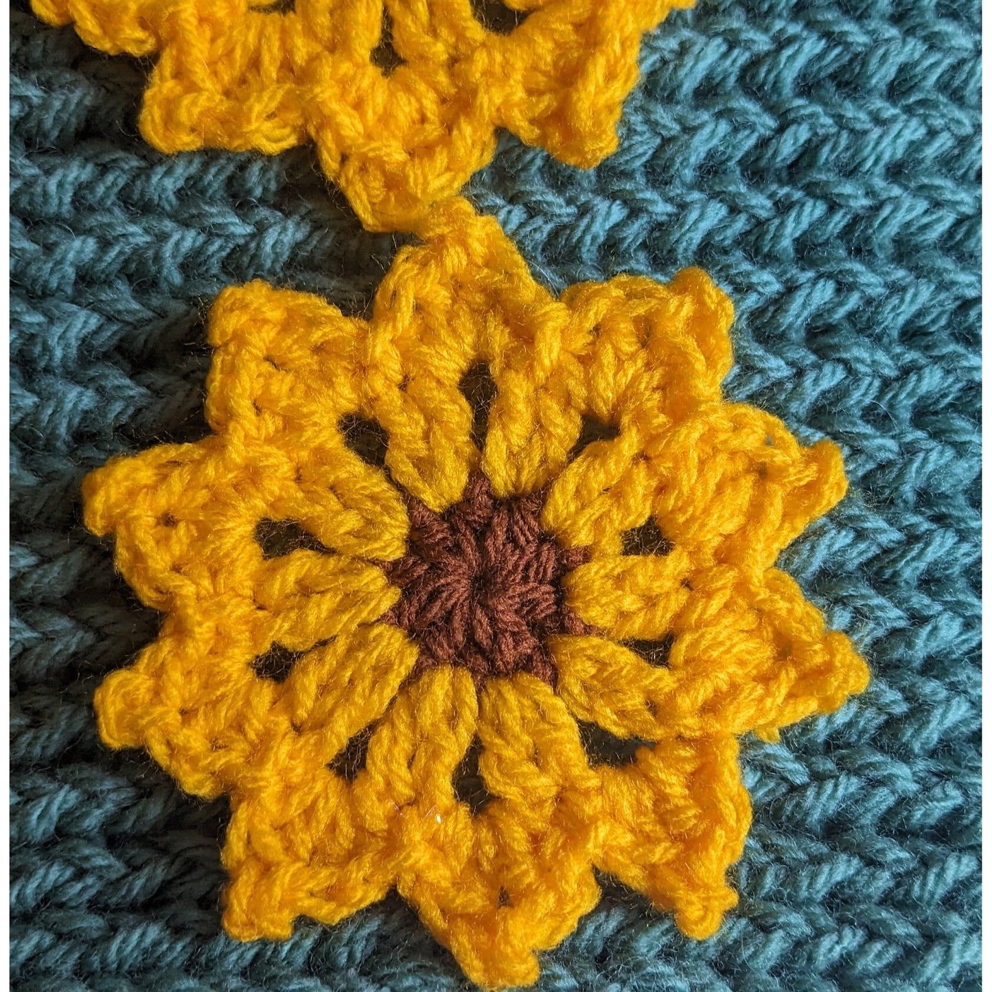 Set of 4 Crochet Sunflower Appliques