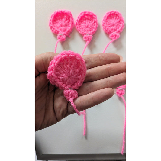 Set of 6 Crochet Pink Balloon Appliques