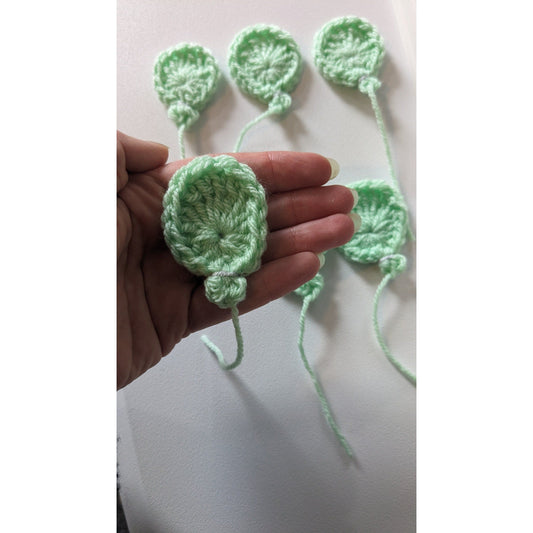 Set of 10 Crochet Green Balloon Appliques