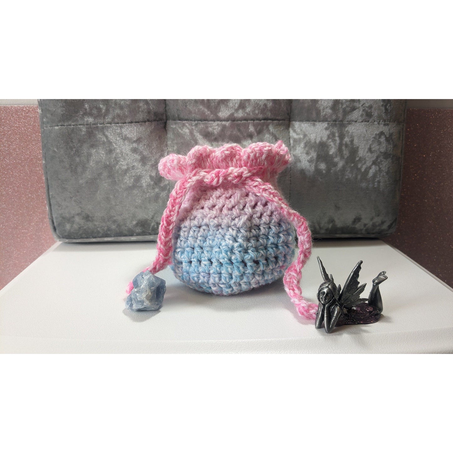 Handmade Crochet Drawstring Keepsake Pouch