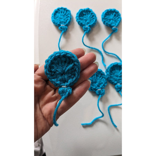 Set of 6 Crochet Blue Balloon Appliques