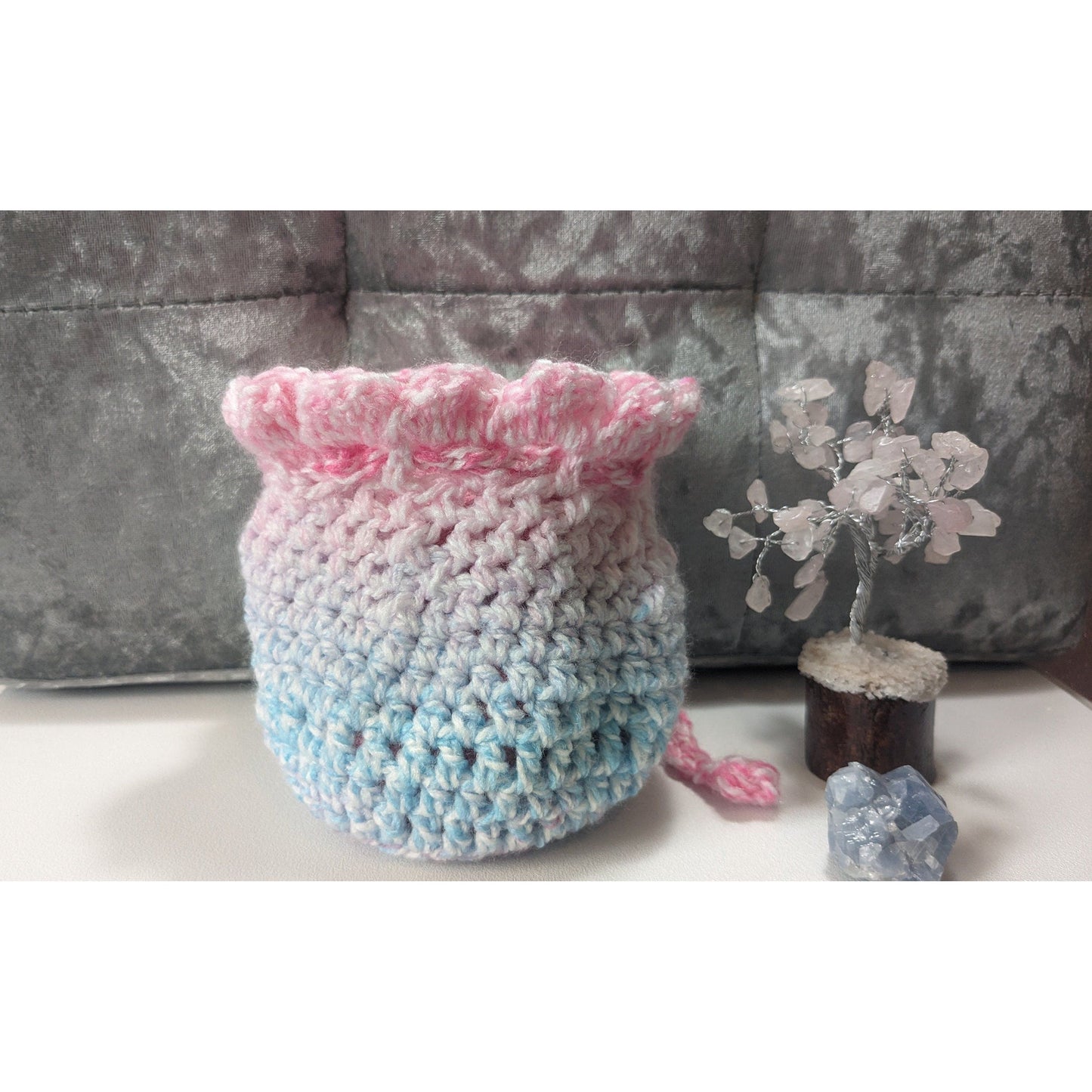 Handmade Crochet Drawstring Keepsake Pouch