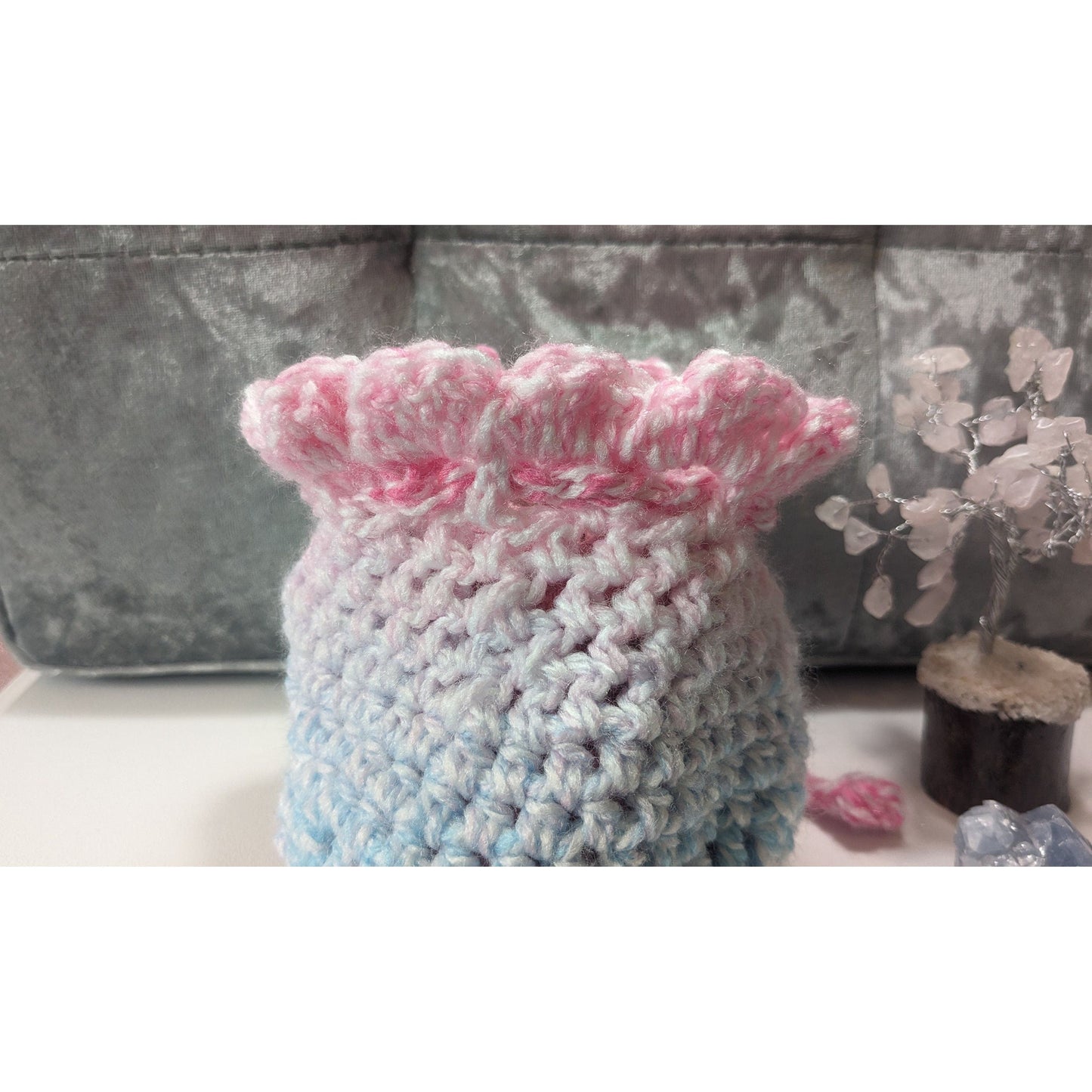 Handmade Crochet Drawstring Keepsake Pouch